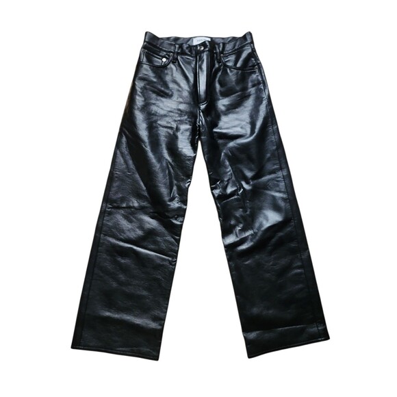Agolde Recycled Leather Cropped Ren Pants Womens 27 Detox Black Minimalist Punk - Picture 2 of 9